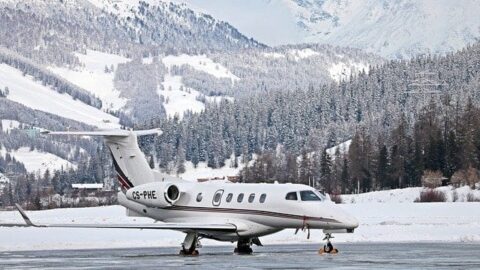 aeroplane taking off in Verbier