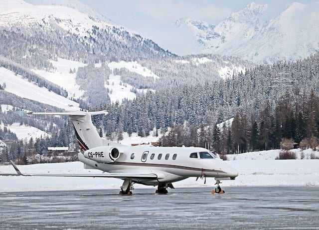 aeroplane taking off in Verbier