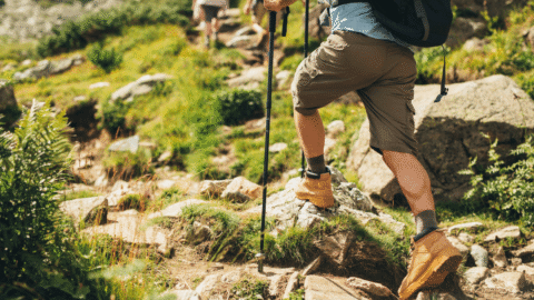 person on mountain hike